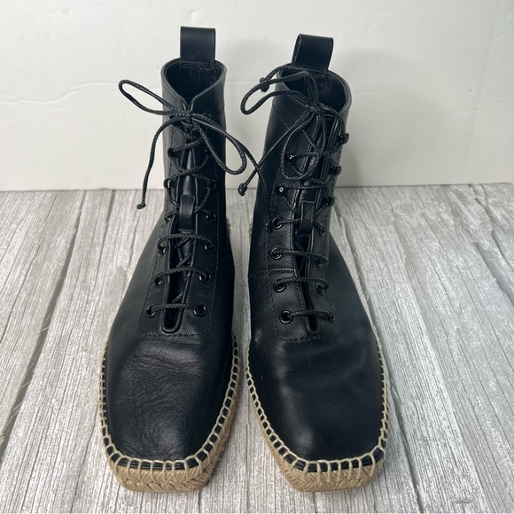 Frame Le Boston Leather High Top Espadrilles Booties - Picture 2 of 8